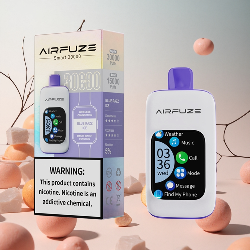 Kék Málna Jég ízű AirFuze Smart 30000 Puffs Hungary Wholesale 900 mAh-s akkumulátor