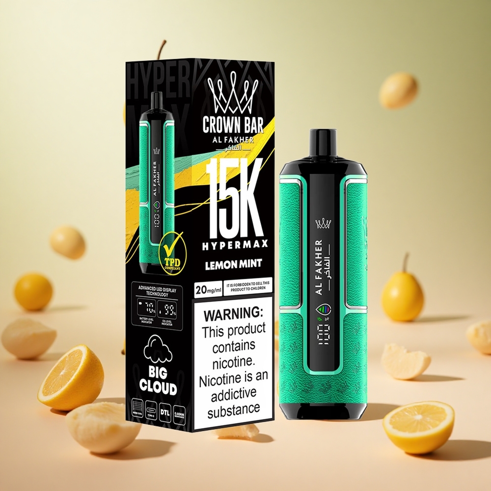 Citrom-Menta Al Fakher Crown Bar Hypermax 15 000 Puffs hungary wholesale Típus-C Port