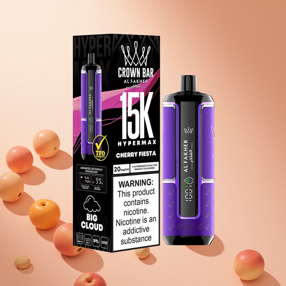 Csereszne Ünnep Al Fakher Crown Bar 15K Hypermax Eldobható Vape hungary wholesale 22ml e-folyadék