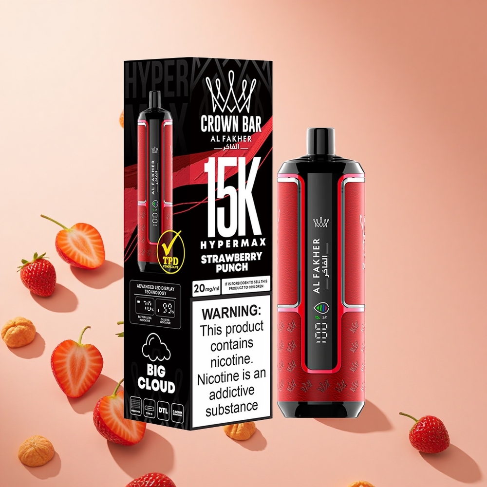 Eper Ütés Al Fakher Crown Bar 15K Hypermax 15 000 Puffs hungary wholesale Típus-C Port