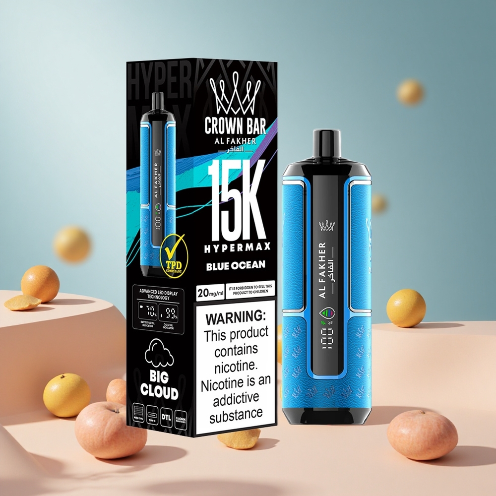 Kék Óceán Al Fakher Crown Bar 15K Hypermax 15 000 Puffs Hungary Wholesale
