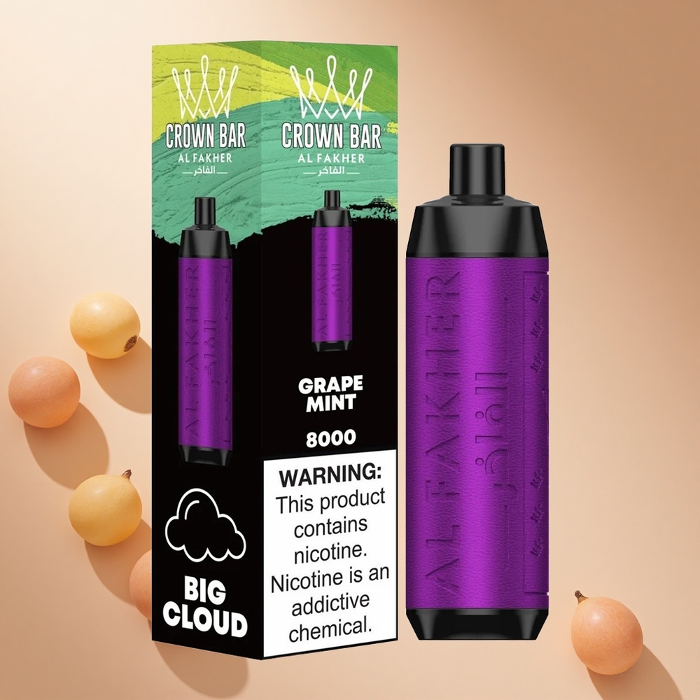 Szőlő-menta Al Fakher Crown Bar 8000 Crystal Eldobható Vape Hungary Wholesale 18ml e-folyadék Kapacitás