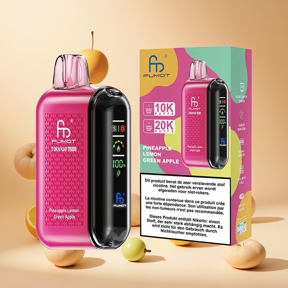 Ananász Citrom Zöldalma Fumot Tornado 20000 Puffs hungary wholesale Dual Mesh Coil