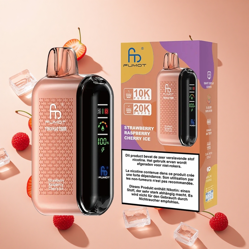 Eper Málna Cseresznye Jég Fumot Tornado 20000 Puffs hungary wholesale Dual Mesh Coil