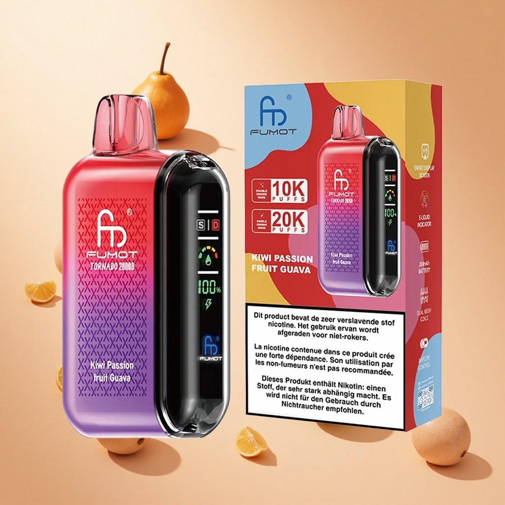 Kivi Passiógyümölcs Guava Fumot Tornado 20000 Puffs hungary wholesale Dual Mesh Coil