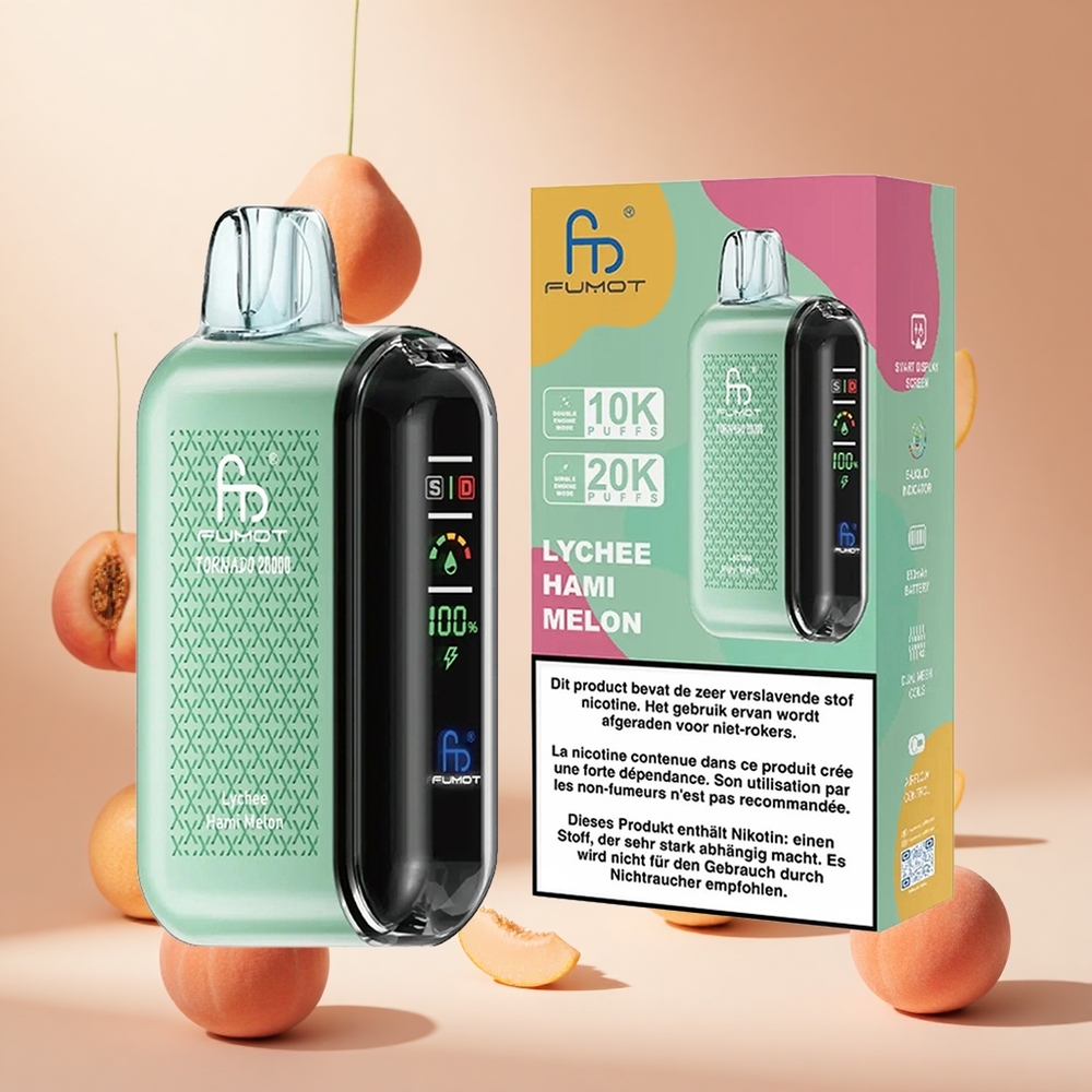 Licsi Hami Dinnye Fumot Tornado 20000 Puffs hungary wholesale Duális Mesh Coil
