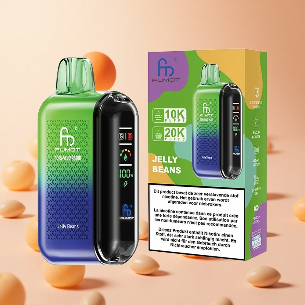 Málna-Mézes Jelly Beans Fumot Tornado 20000 Puffs hungary wholesale Duális Mesh Tekercs