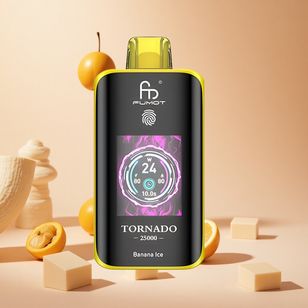 Banána Jég Fumot Tornado 25000 Puffs hungary wholesale HD Kijelzővel és Type-C töltéssel