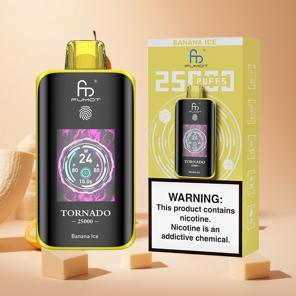 Banána Jég Fumot Tornado 25000 Puffs hungary wholesale HD Kijelzővel és Type-C töltéssel