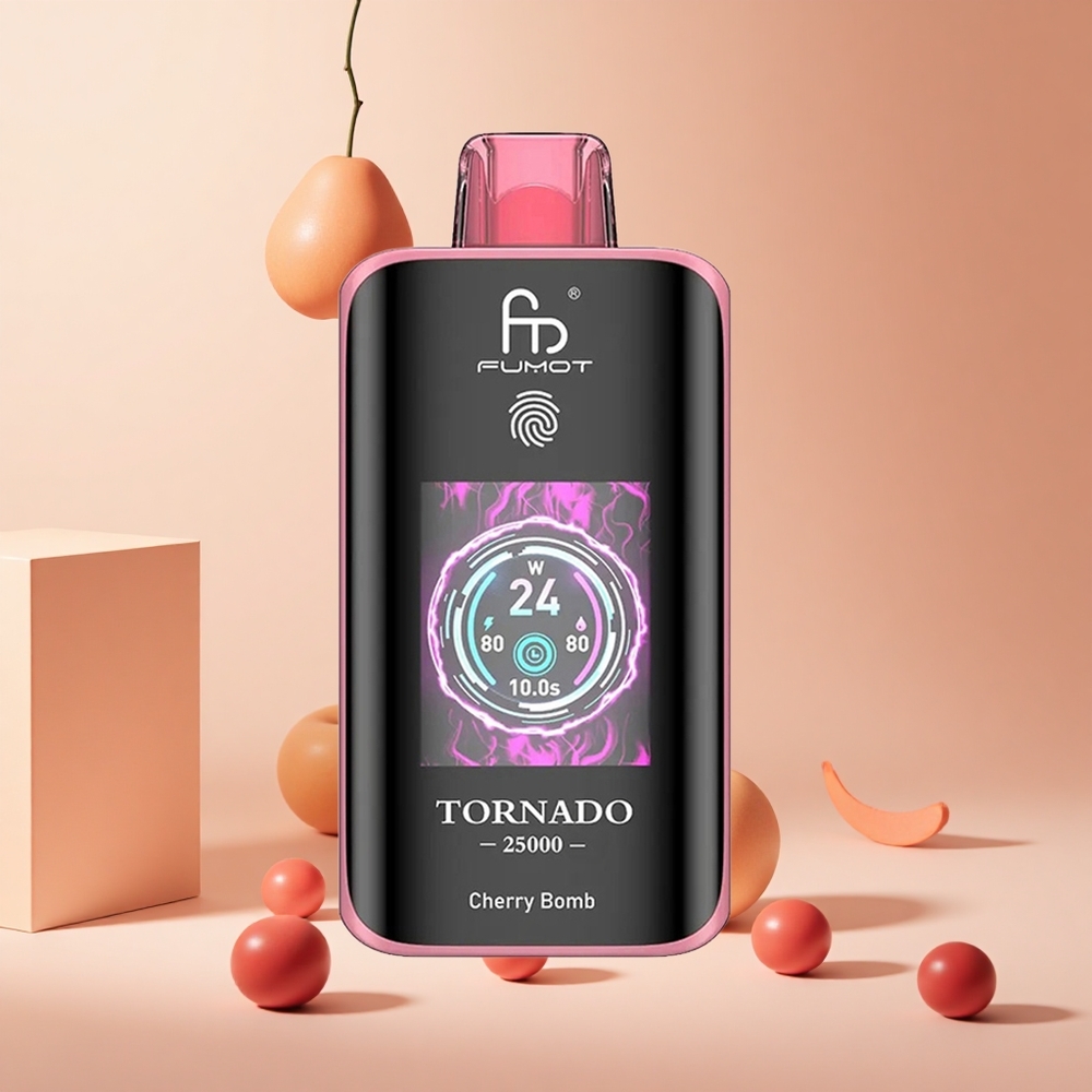Cseresznye Bomba Fumot Tornado 25000 Puffs hungary wholesale HD Kijelzővel és 700mAh Akkumulátor