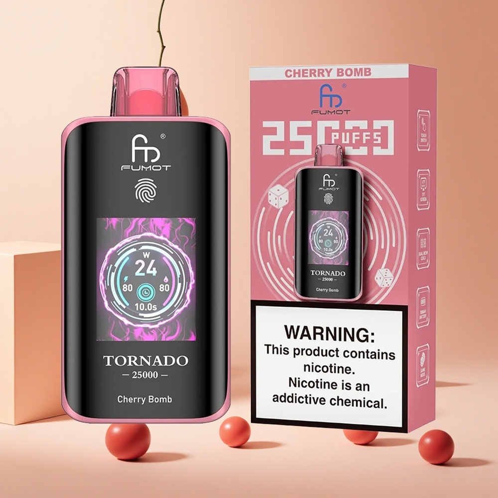Cseresznye Bomba Fumot Tornado 25000 Puffs hungary wholesale HD Kijelzővel és 700mAh Akkumulátor