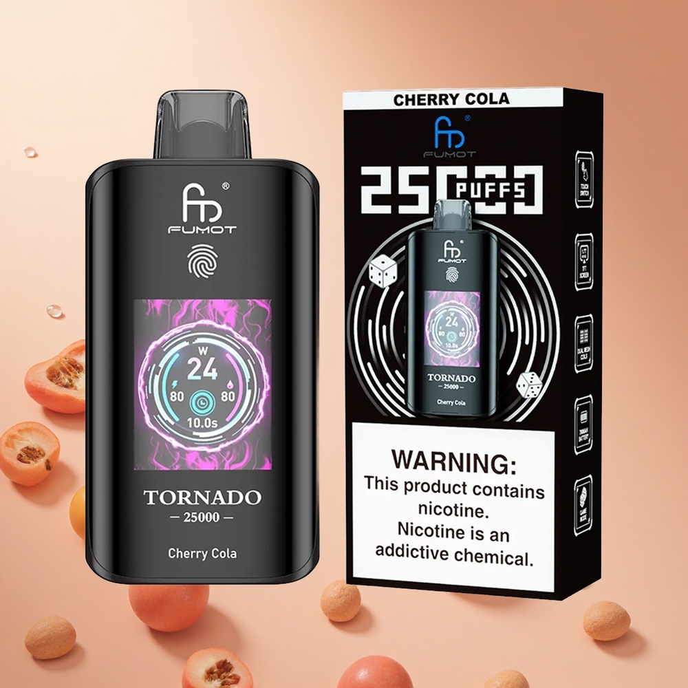 Cseresznyes Kóla Fumot Tornado 25000 Puffs hungary wholesale HD Kijelző