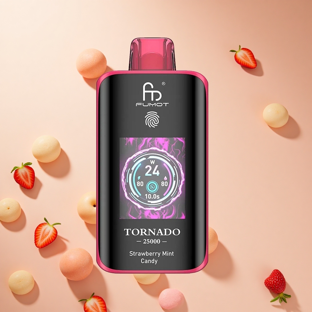 Eper Menta Cukor Fumot Tornado 25000 Puffs hungary wholesale HD Kijelző, 700mAh Akku