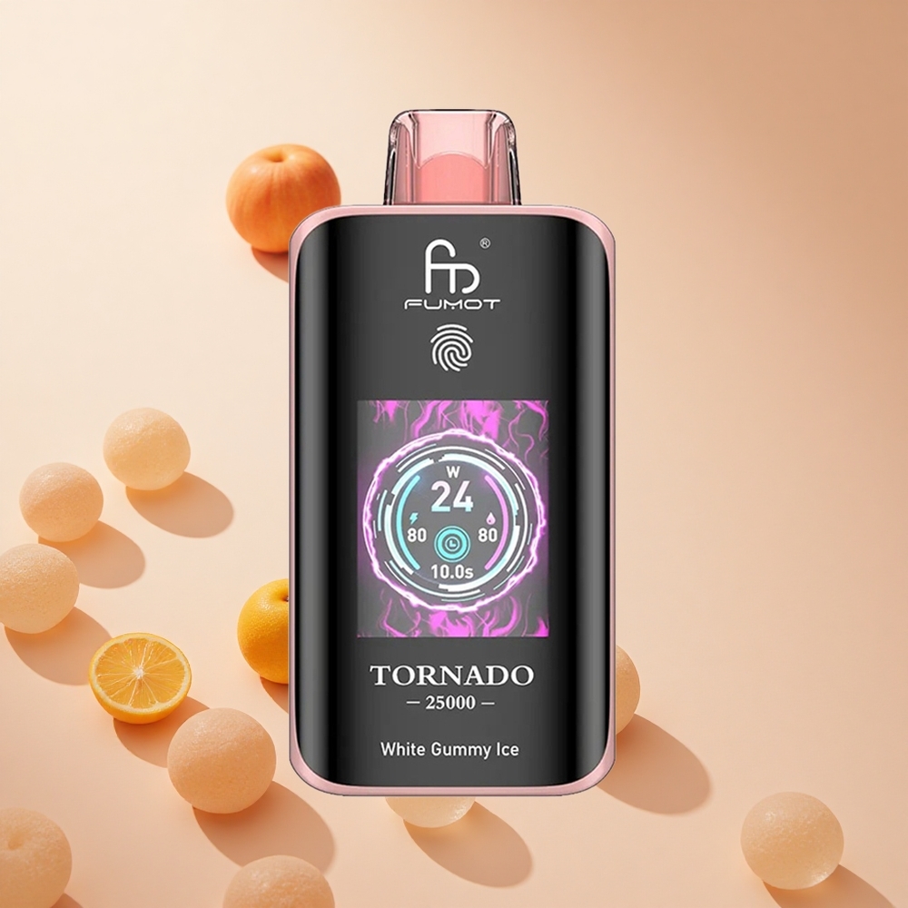Fehér Rágógumi Ízű Fumot Tornado 25000 Puffs hungary wholesale HD Kijelzővel és 700mAh Akkumulátorral