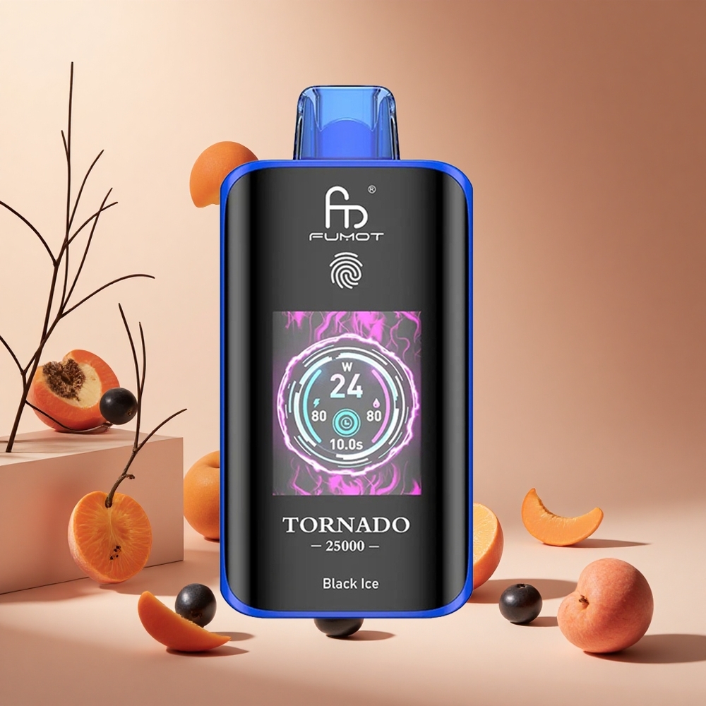 Fekete Jég Fumot Tornado 25000 Puffs Hungary Wholesale HD Kijelző és Type-C