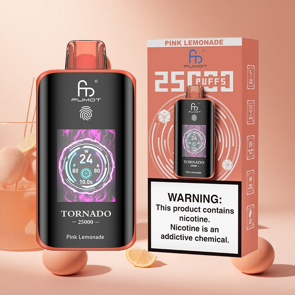 Rózsaszín Limonádé Fumot Tornado 25000 Puffs hungary wholesale HD Kijelző és 700mAh Akku