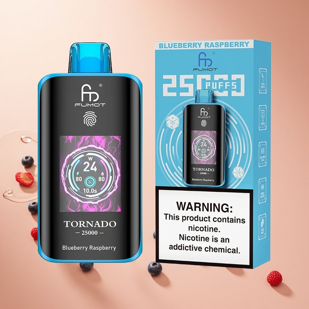 Áfonya-Málna Fumot Tornado 25000 Puffs hungary wholesale HD Kijelzővel