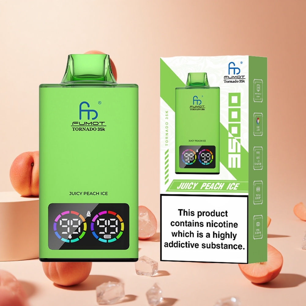 Jucy Peach Jég Fumot Tornado 35000 hungary wholesale Dual Mesh Coil és USB-C