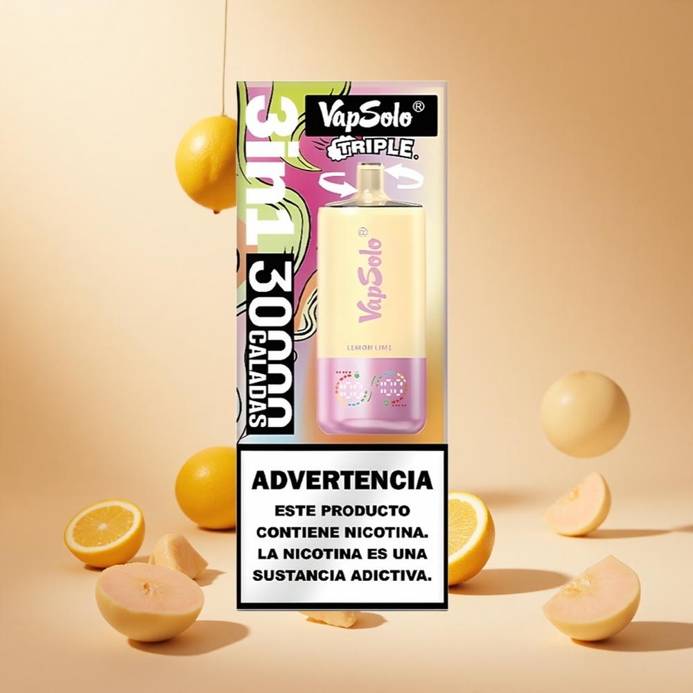 Citrom-Lime VapSolo Triple 30000 Puffs hungary wholesale 40ml, 3 olajtartály