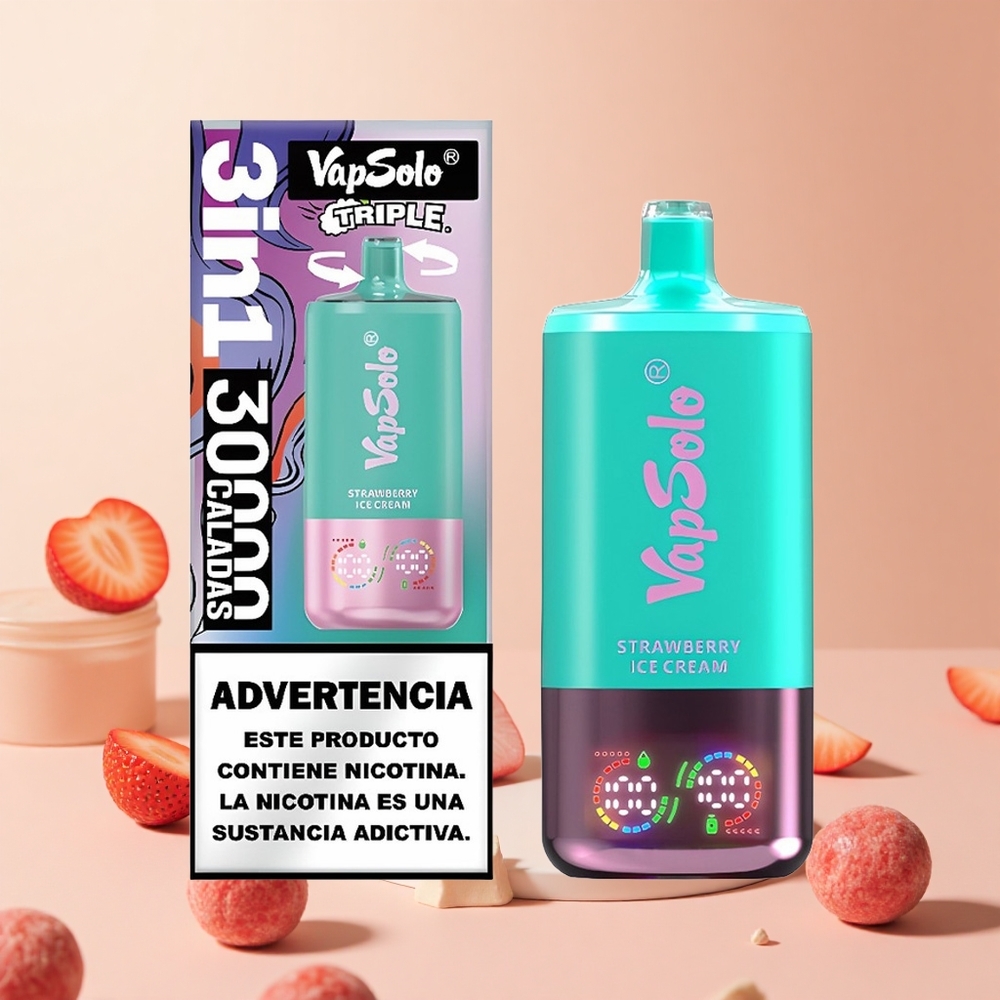 Eper Fagylalt VapSolo Triple 30000 Puffs hungary wholesale 40ml, Típus-C
