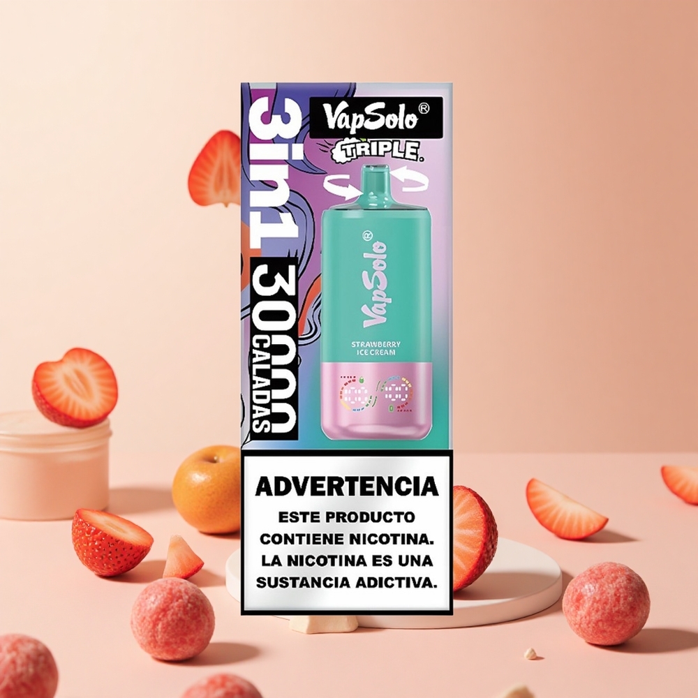 Eper Fagylalt VapSolo Triple 30000 Puffs hungary wholesale 40ml, Típus-C