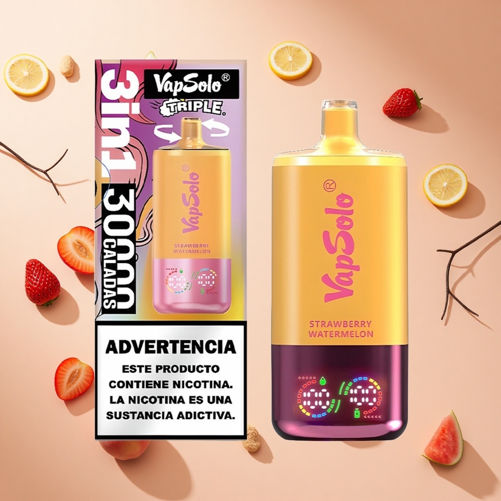Eper görögdinnye & barack citrom VapSolo Triple 30000 Puffs hungary wholesale 40ml, Type-C