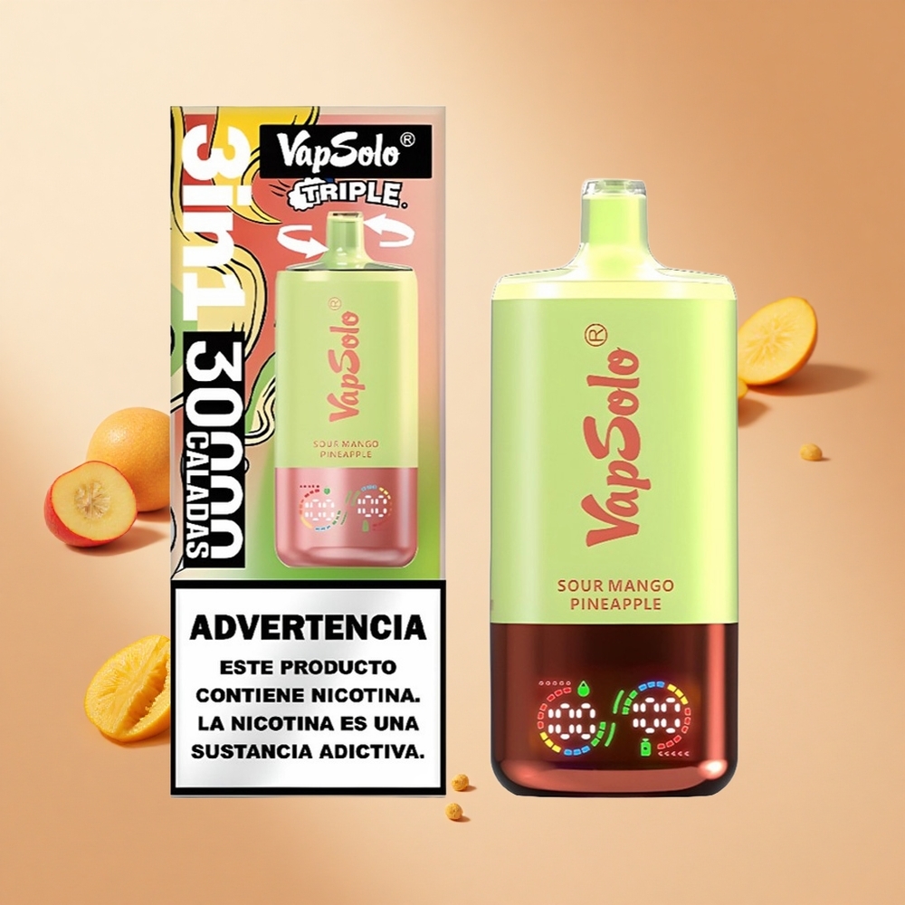 Savanyú Mango-Ananász VapSolo Triple 30000 Puffs hungary wholesale 40ml, 3 olajtartály