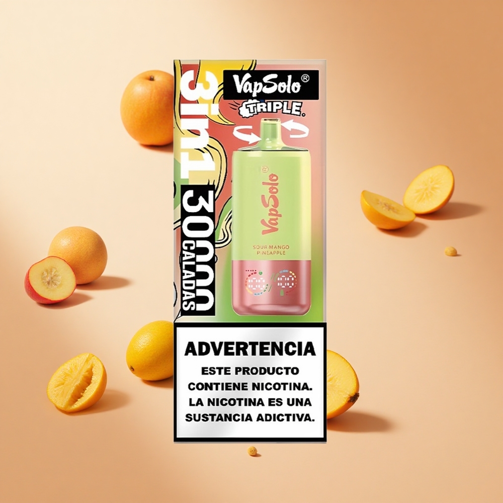 Savanyú Mango-Ananász VapSolo Triple 30000 Puffs hungary wholesale 40ml, 3 olajtartály