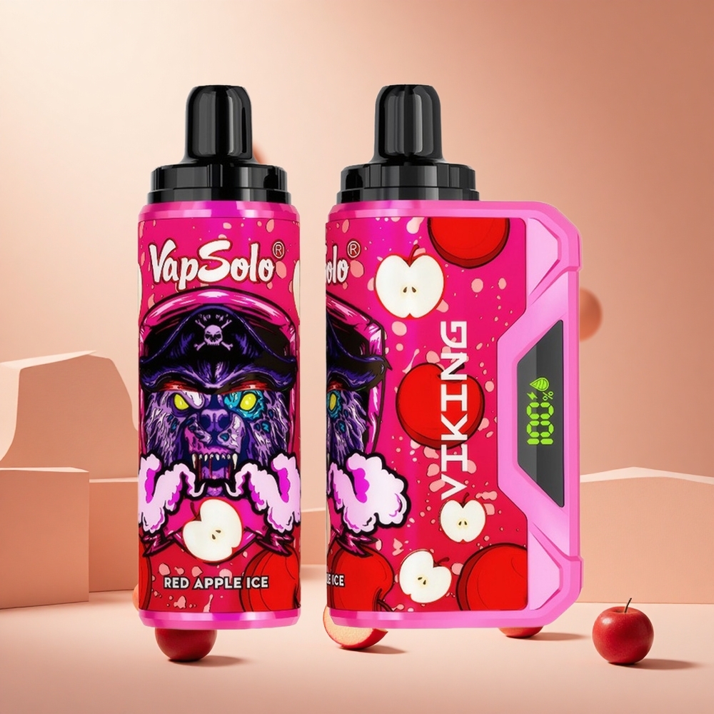 Piros Alma Jég VapSolo VIKING 12000 Puffs Elszívható E-cigaretta hungary wholesale Típus-C töltéssel